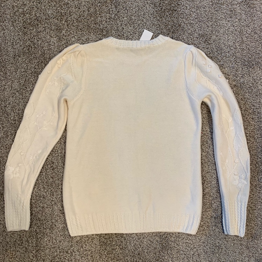NWT white cream floral bobble knit sweater S - Picture 7 of 7